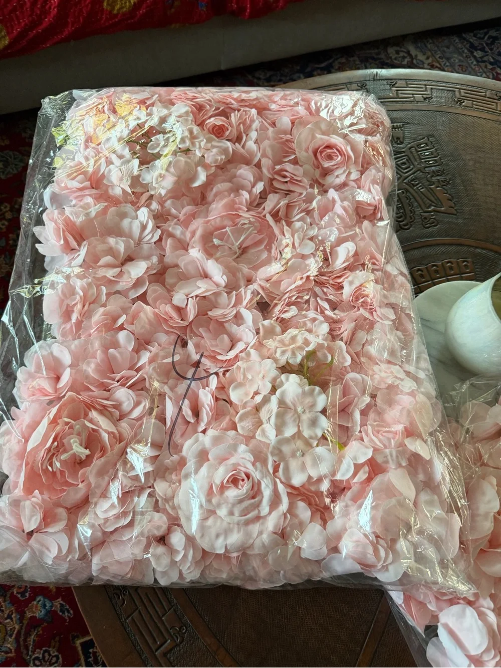 2 Blush Pink 3D Floral Backdrop Panel - Rose Petal Design